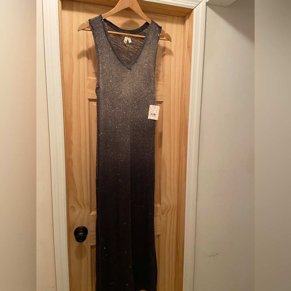 Free People sleeveless knit v neck maxi dress